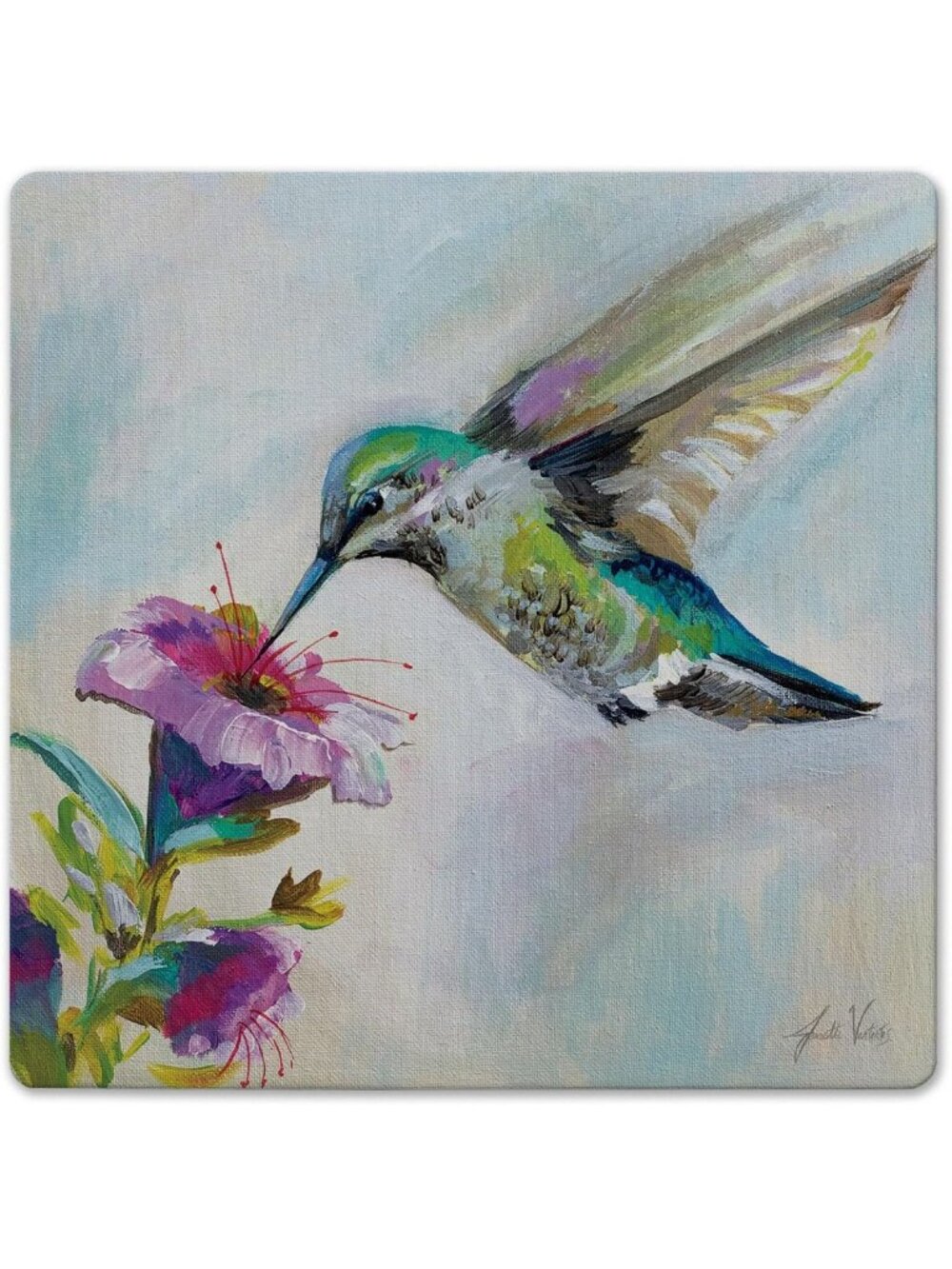 Artistic Hummingbird Decorative Trivet - Heat Resistant, Non-Skid Cork Backing